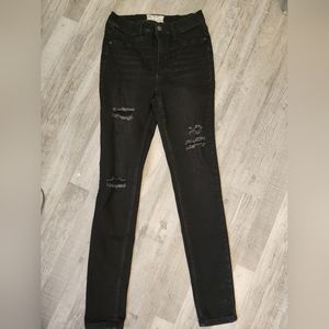 Free People Distressed High Waist Black Skinny Jeans Size 29